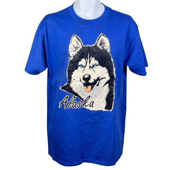 Vintage Alaska T Shirt Mens Size L Husky Dog Crew Neck Short Sleeve Delta Tag - Picture 1 of 3